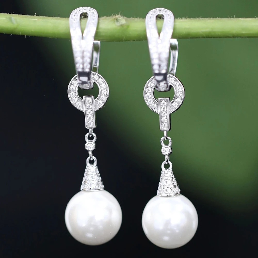 WUIHA 925 Sterling Silver Pearl Lab Sapphire Gemstones Water Drop Dangle Earrings Anniversary Gift Fine Jewelry Drop Shipping