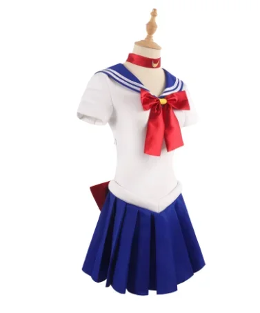 Adult Kids Anime Sailor Moon Cosplay Costume Tsukino Usagi Uniform Water Ice Moon Sailor Dress Women Girl Carnival Party Wig Set