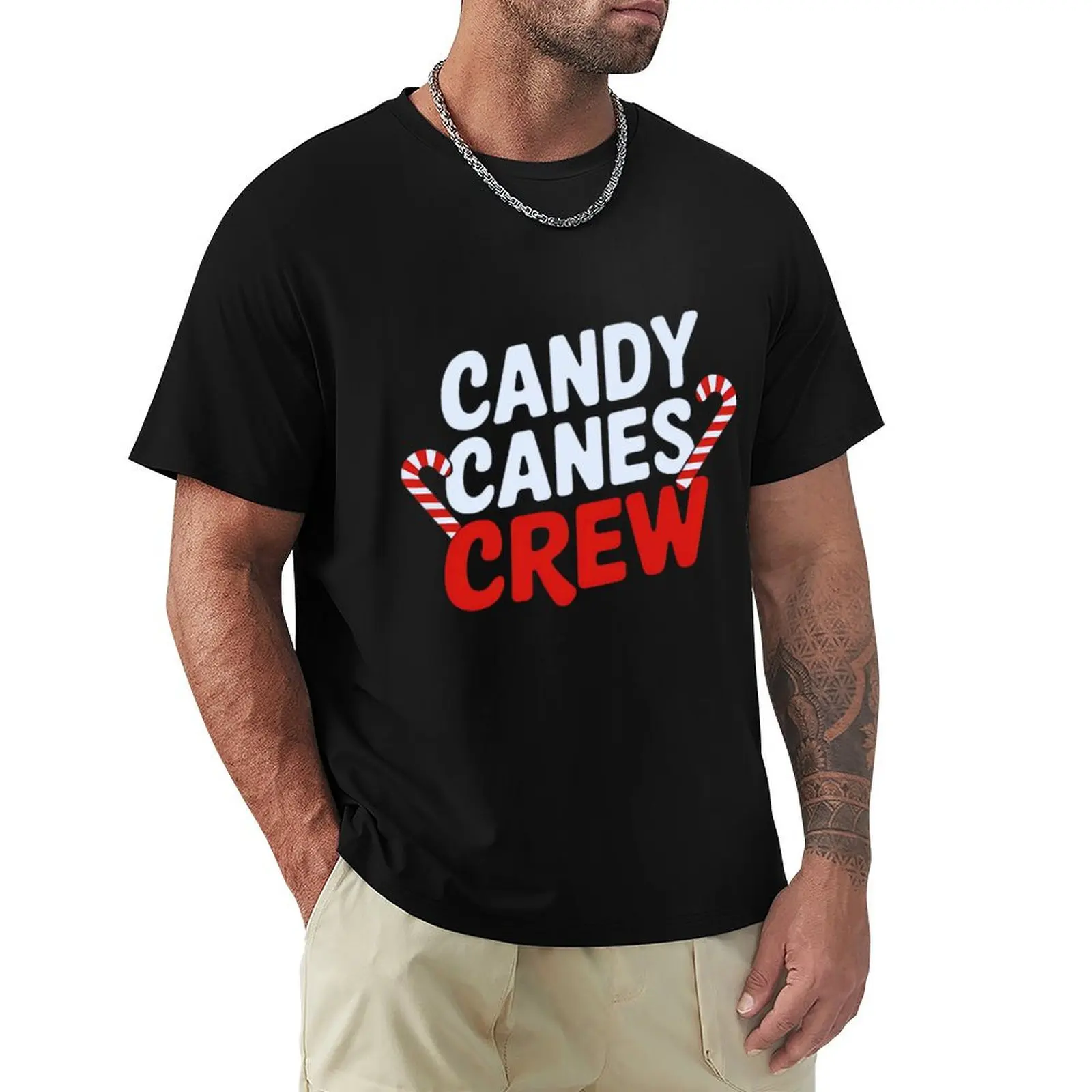 

Candy Cane Crew,Chritmas Candy T-Shirt Casual Light Summer Short Sleeve Top