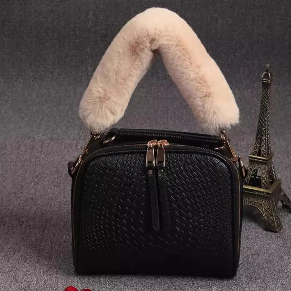 New Replacement Plush Bag Strap Handbag Shoulder Strap Bag Belts Accessories Faux Fur Extension Chain Decorative Chain for Women