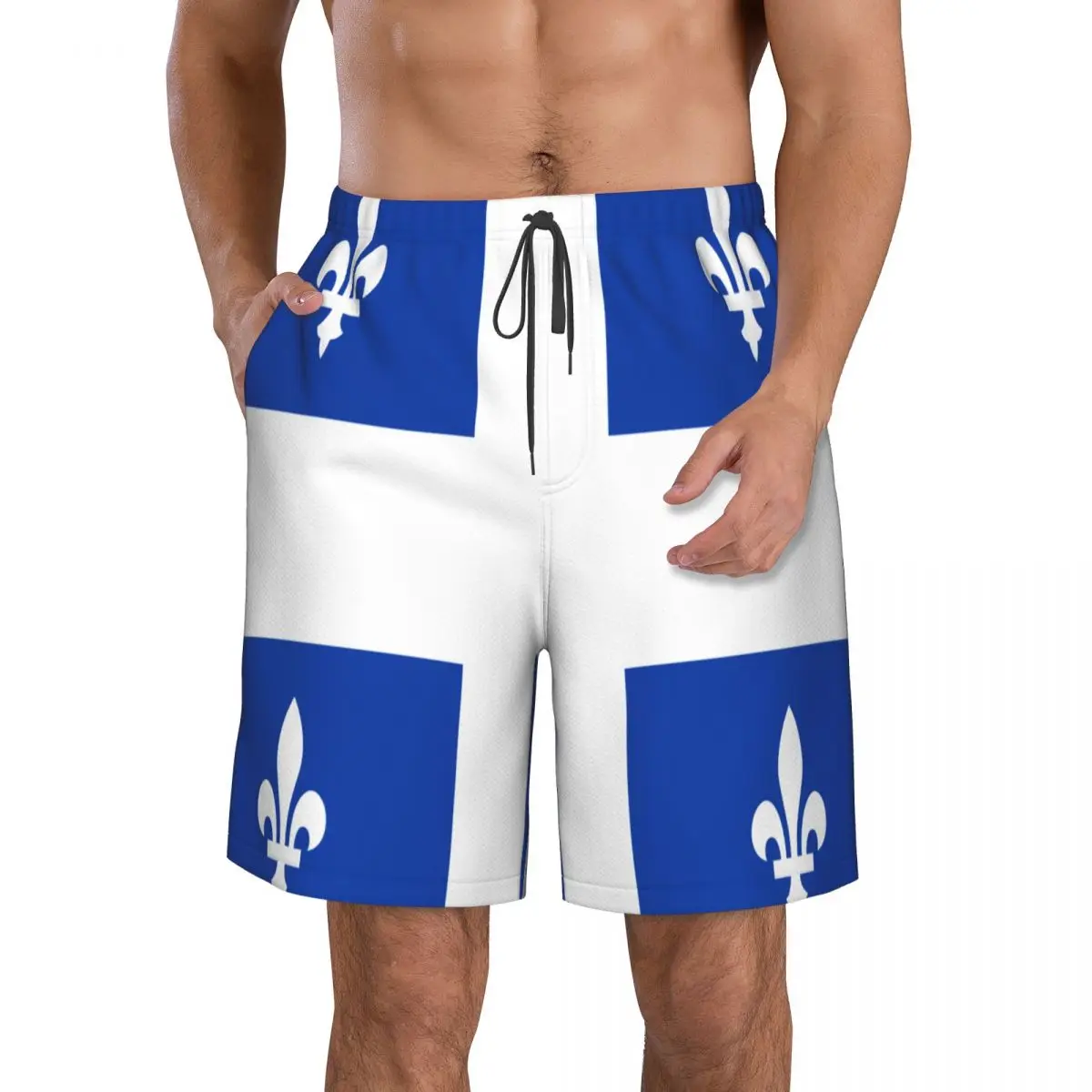 Mens Swimwear Swim Shorts Trunks Flag Of Quebec Beach Board Shorts Swimming Swimsuits Mens Running Sports Surffing shorts