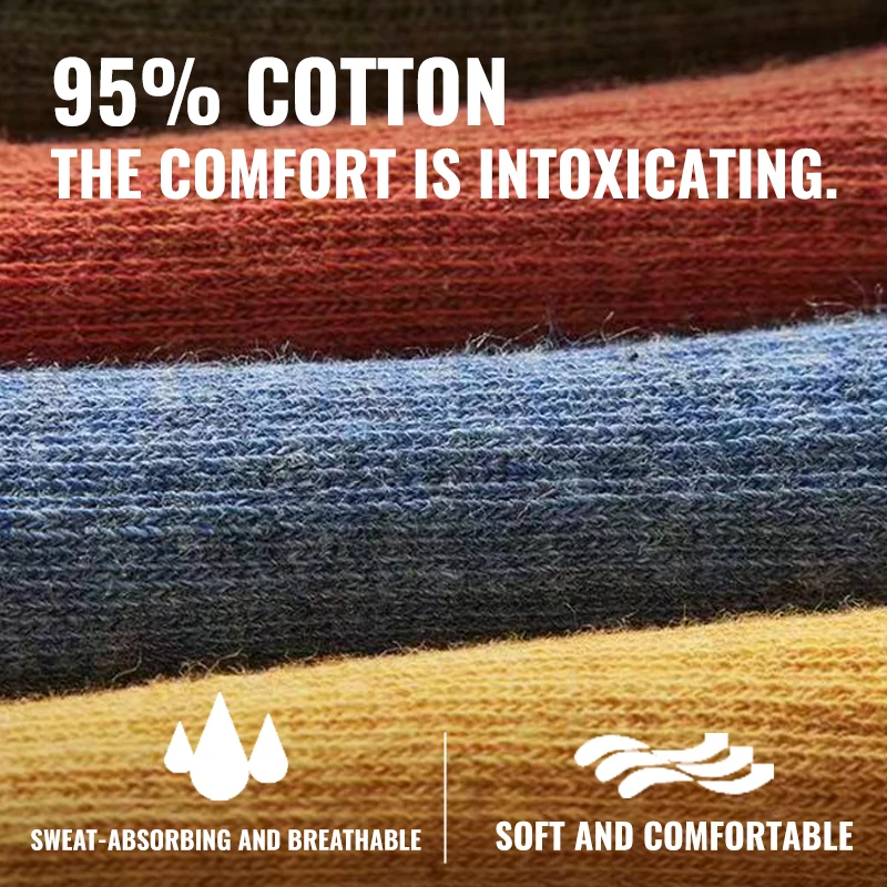 MiiOW 100% Pure Cotton Five Finger Socks Sweat Absorbent Antibacterial Breathable Men Seamless Spilt Toe Sock Thick Crew Socks