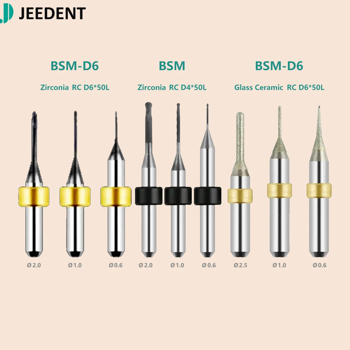 BSM-D6 Dental Milling Burs for Lithium Dental Lab Materials Grinding Tool Dental Dentistry