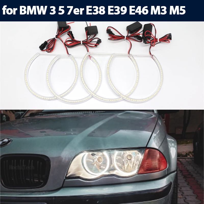 Light  Rings DRL smd LED Angel Eyes Kit For BMW 3 5 7 Series E46 E39 E36 E38 Cars Headlight Retrofit 131mm 146mm