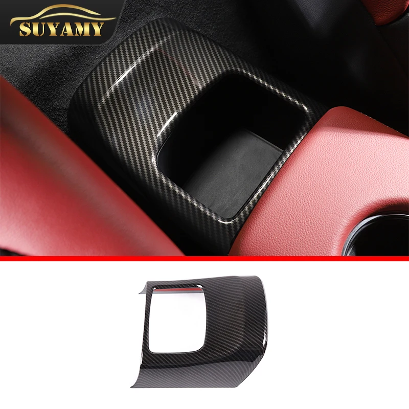 

Car Styling ABS Carbon Fiber Interior Rear Storage Box Panel Trim Stickers For Toyota GR Supra A90 2019-2022 Auto Accessories