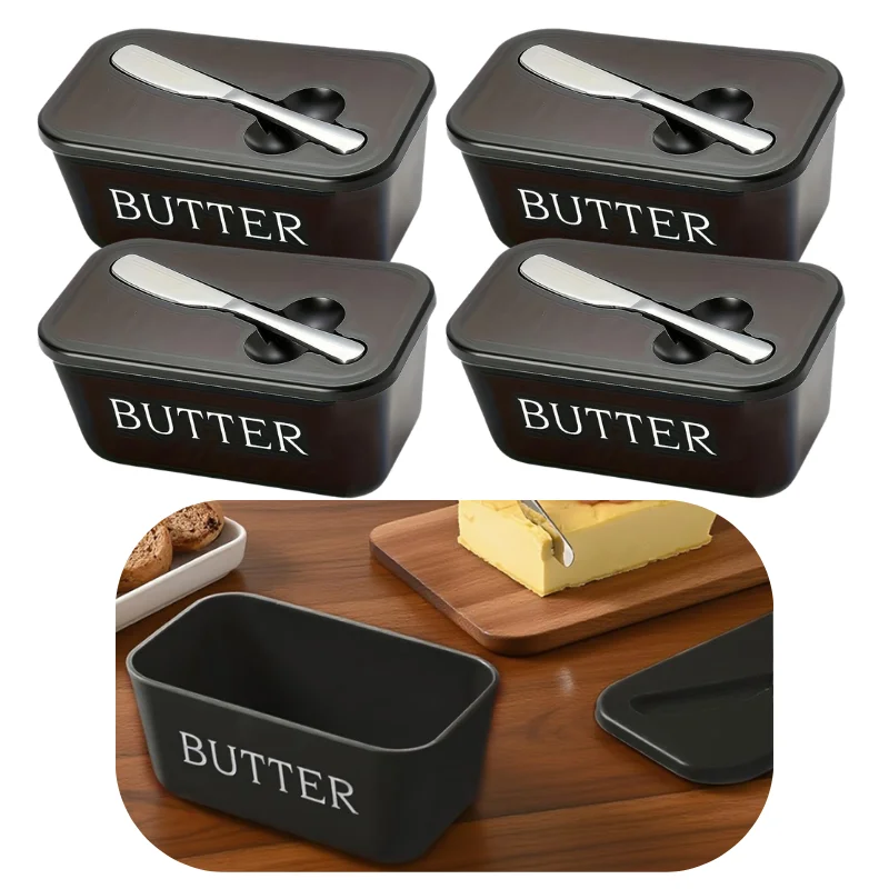 Contenedor de Mantequilla con Cuchillo Integrado, Recipiente Hermético de Grado Alimenticio para Guardar Mantequilla, Utensilio de Cocina para el Uso Diario