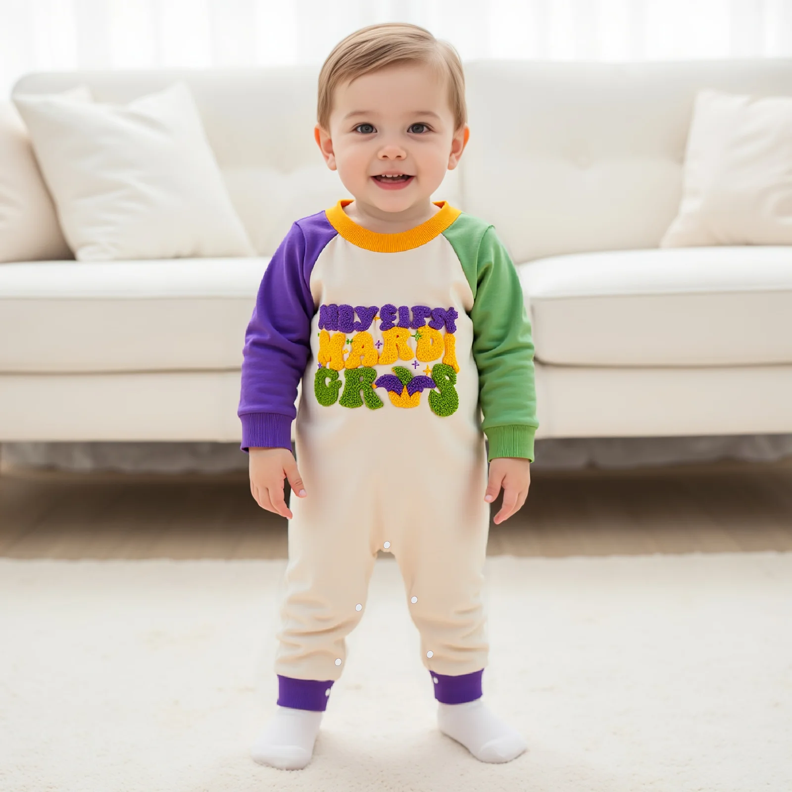 الوليد بيبي بوي كرنفال رومبير إلكتروني التطريز طويلة الأكمام طاقم الرقبة كامل طول بذلة #3