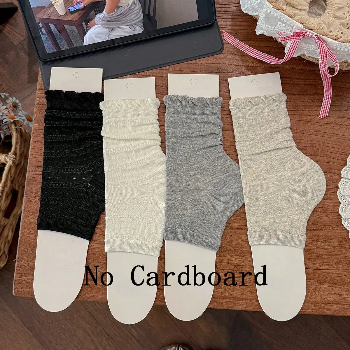 Damen-Beinwärmer Neue Mode Sommer Damensocken Einfarbig Dünn Atmungsaktiv Niedliche Kurzsocken Koreanischer Stil