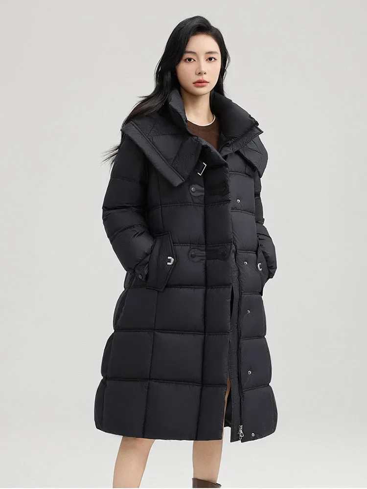 Winter New Long Hooded Cotton Padded Jacket Coat Women Thick Parkas Female Casual Outerwear with Belt Loose Overcoat For Women