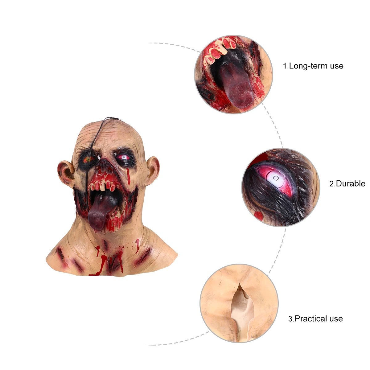 

1pc Latex Mask Halloween Ghost Scary Costume Party Carnival Horror Decoration Mask For Adults s Gift