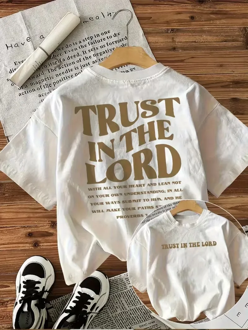 T-shirt pour femme avec motif de verset biblique chrétien « Trust in The Lord », col rond, manches courtes, décontracté, pour toutes les saisons, haut de tous les jours, vêtements pour femmes