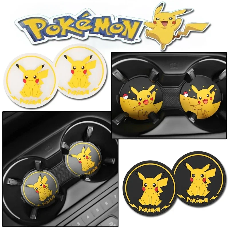 New Pokemon Car Creative Cartoon Pikachu Cup Slot Mat Interior Anti-slip Mat Cute Car Ornaments Storage Mat Fashion Car Supplies