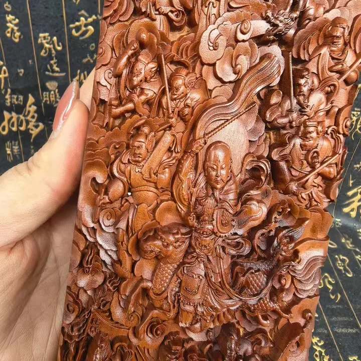 Thunder struck wood,double-sided finely carved Thunder Ancestor Sky Patrol Token，Taoist cultural item