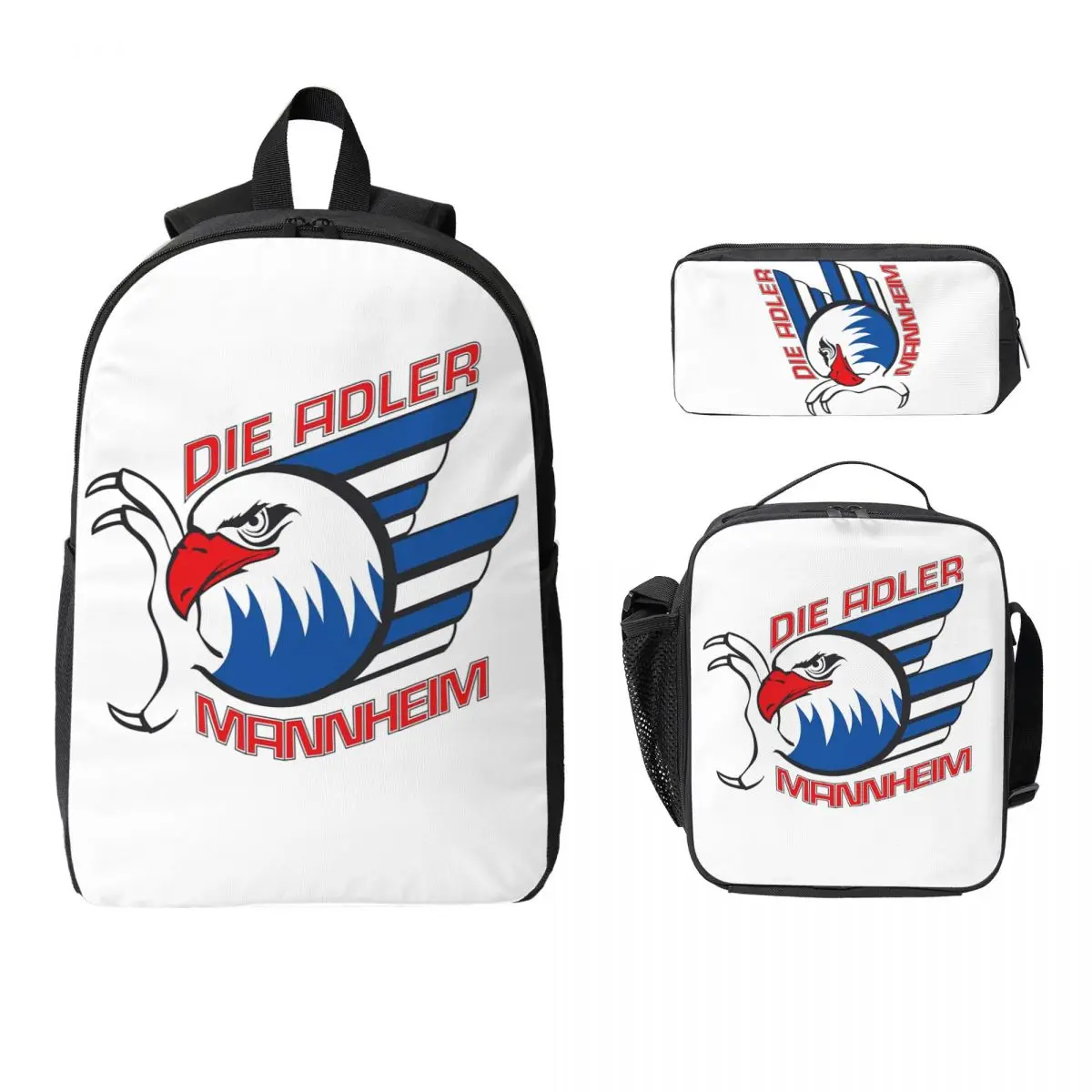 Adler Mannheim Hockey Backpack Student Boys Girls BookBag School Bag Computer Shoulder Bags 3ps Insulated Lunch Bag Pencil Case