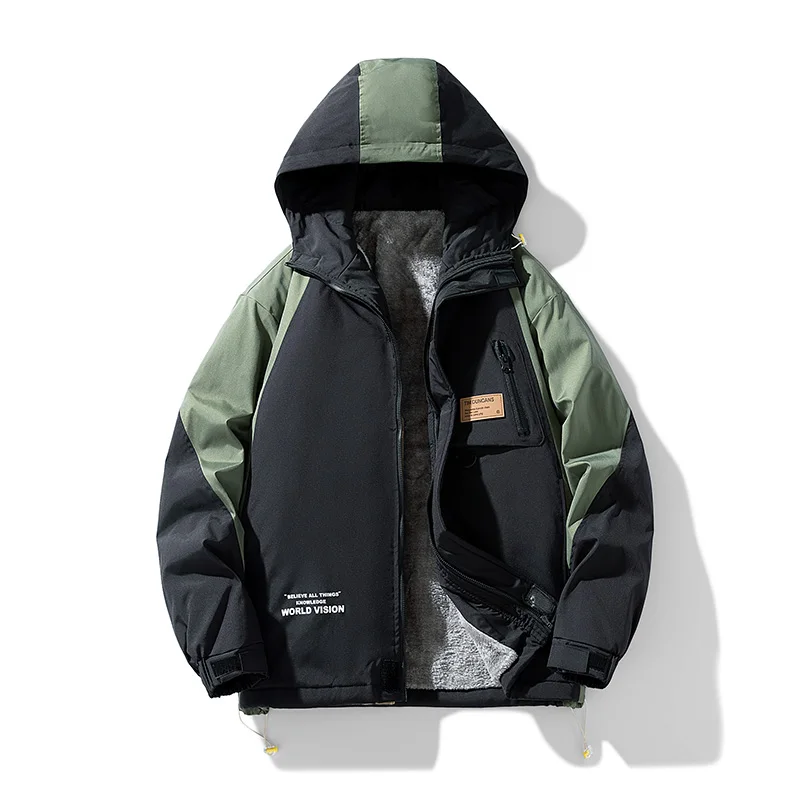 

Мужская повседневная ветрозащитная теплая куртка, рабочая куртка, короткая ветровка, мужская куртка, весенне-осенняя утепленная флисовая куртка на хлопковой подкладке