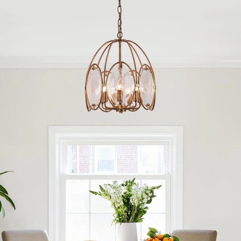 

American all-copper living room lamp, cloakroom lamp, crystal lamp, bedroom chandelier, retro and simple European lighting