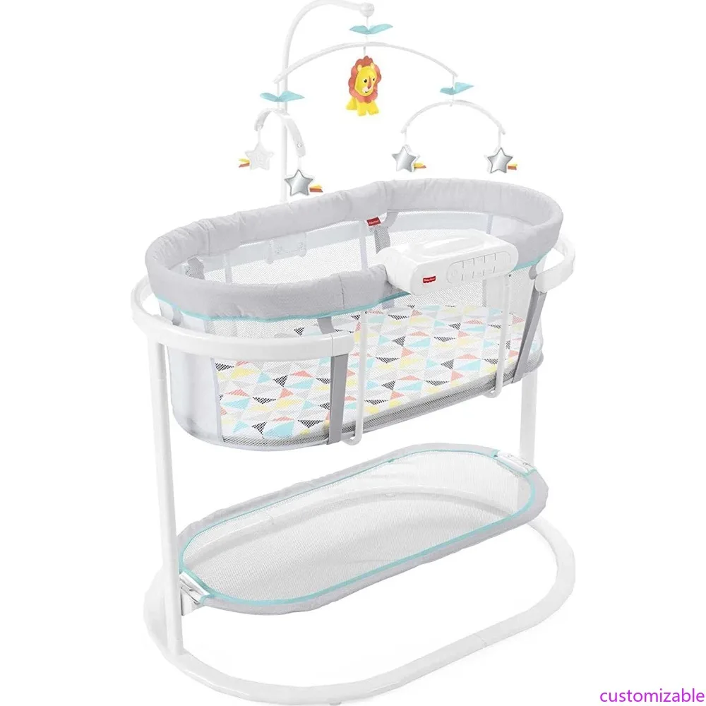 Fisher-Price Baby Bedside Sleeper Soothing Motions Bassinet with Lights Music Vibrations & Toy Mobile for Newborns 0+ Months, Wi