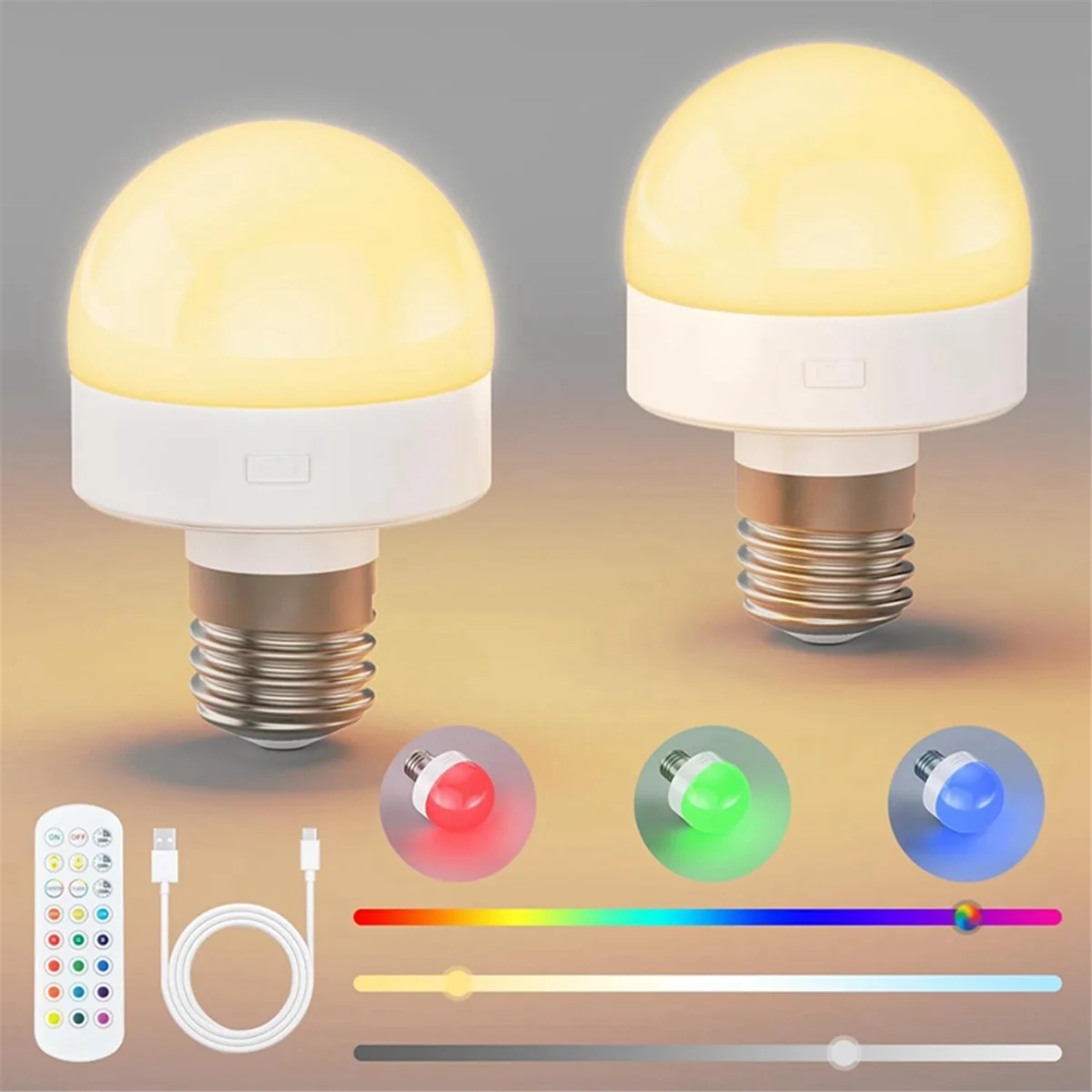 Rechargeable Light Bulbs with Remote - E26 Battery Operated Light Bulb for Non-Hardwired Wall Sconces, Pendant Lights