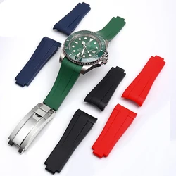 High Quality Fluorine rubber Strap for Rolex Daytona Green Submariner GMT Explorer 20mm 21mm Curved End Waterproof Silicon Band