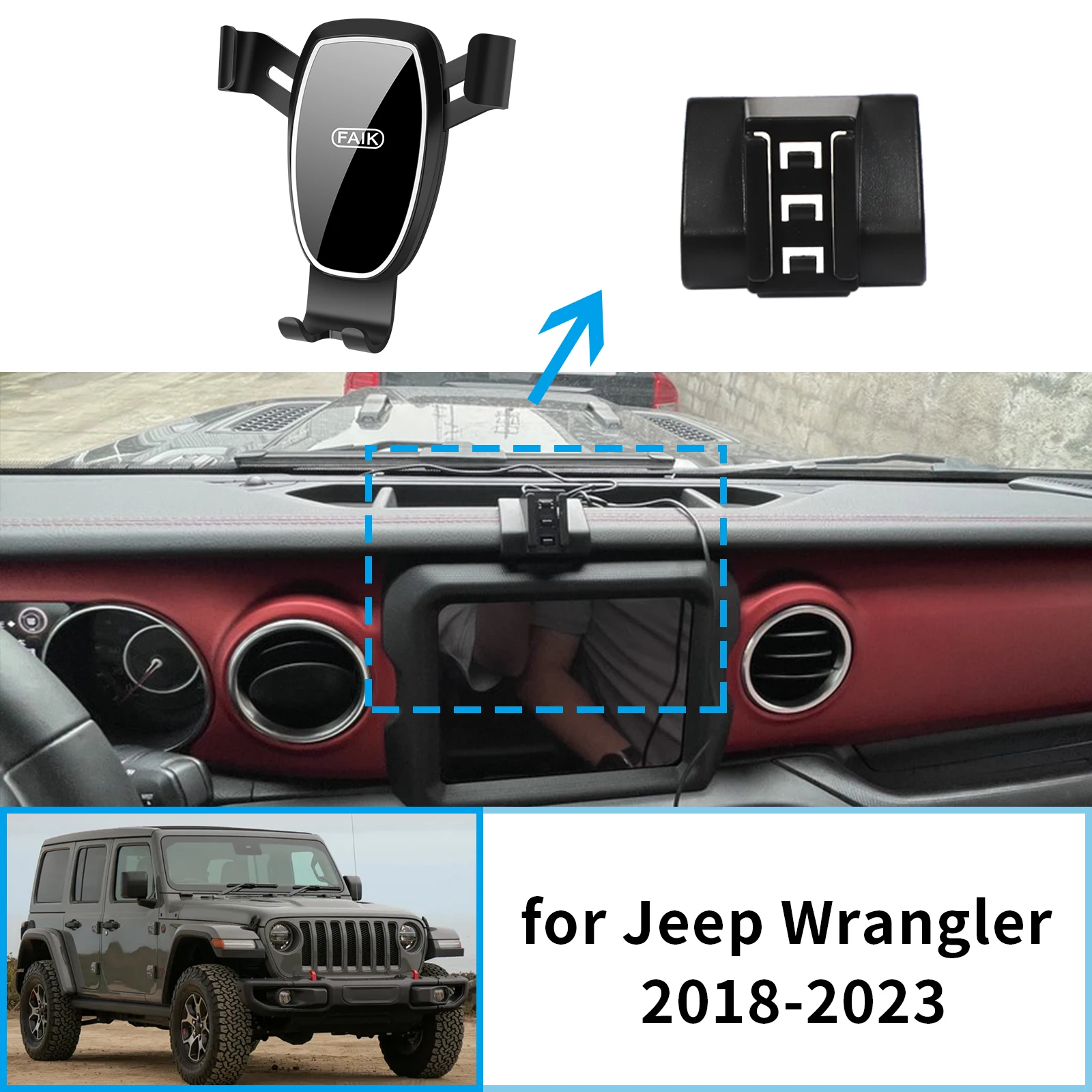 

Car Mobile Phone Holder for Jeep Wrangler 2018~2023 GPS Bracket Accessories Navigation Stand Auto