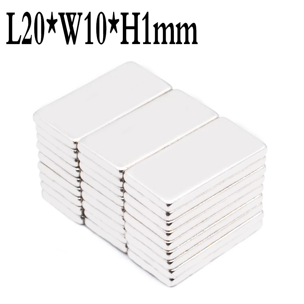 10 20 50PCS Magnet 20x10x1 20x10x2 20x10x3 20x10x4 mm N35 Square Rare Earth Powerful Neodymium Magnetic Magnet 20mmx10mmx1mm