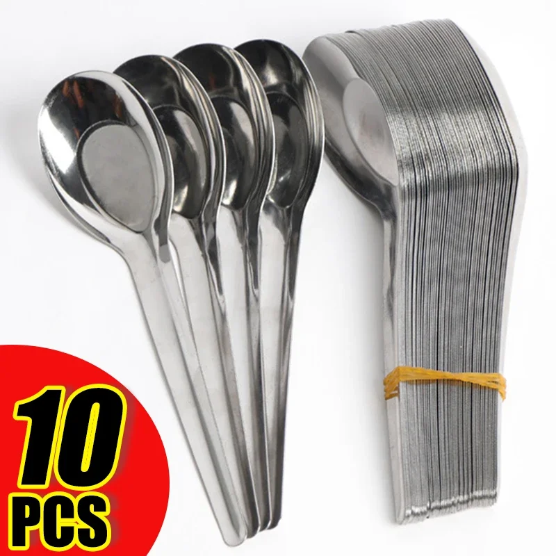 Cuchara de sopa, cucharas de postre de acero inoxidable, cubiertos plateados de gran capacidad, cucharas para cena de arroz, vajilla de cocina, utensilio de cocina