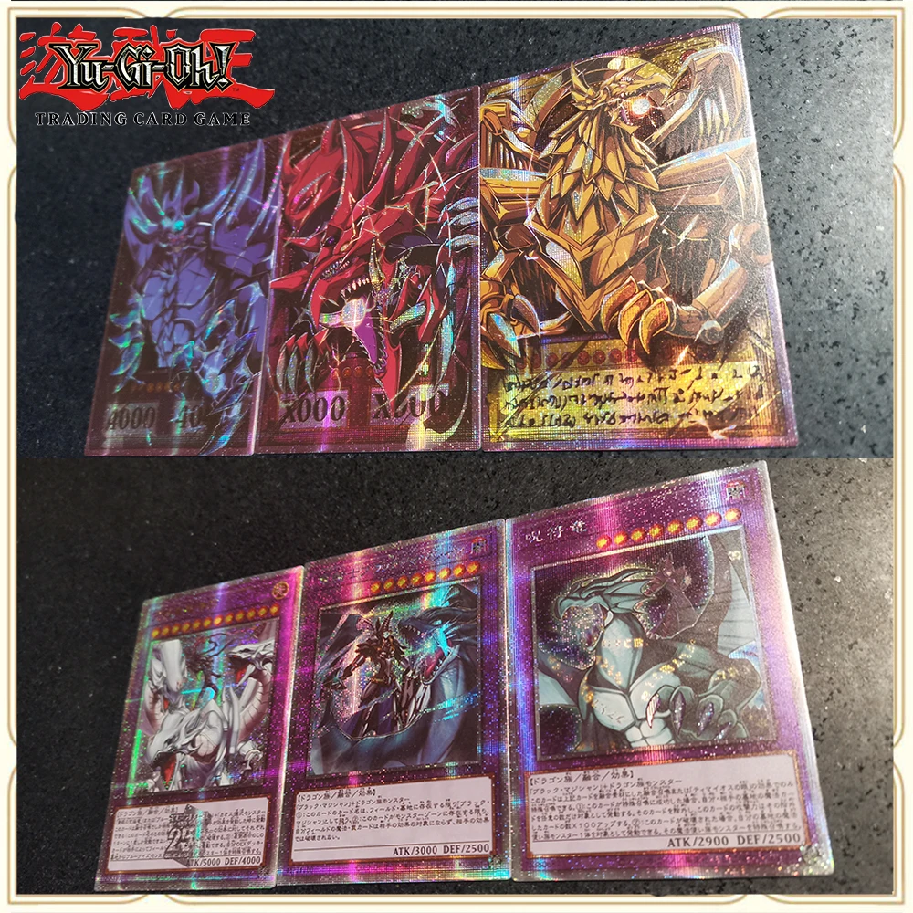 Anime Yu-Gi-Oh DIY ACG Card Of Egyptian God Slifer the Sky Dragon Boys Battle Game Toy Collectible Cards Christmas Birthday Gift