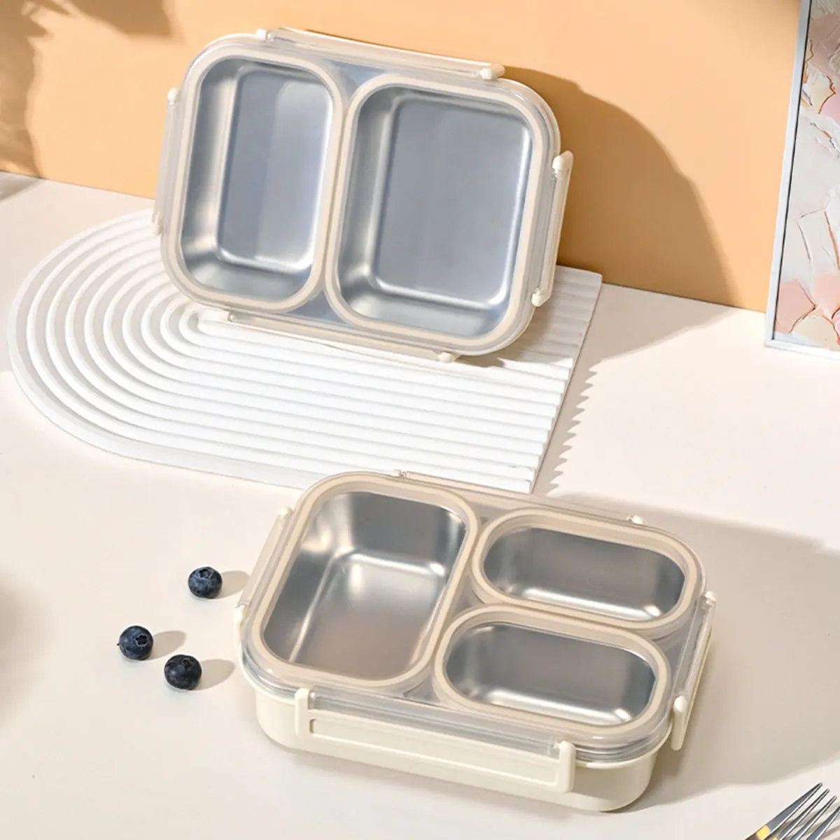 

Stainless Steel Lunch Box With Dividers To Keep Organized, Stainless Steel Lunch Box, Metal Lunch Box, Kids Lunch Box