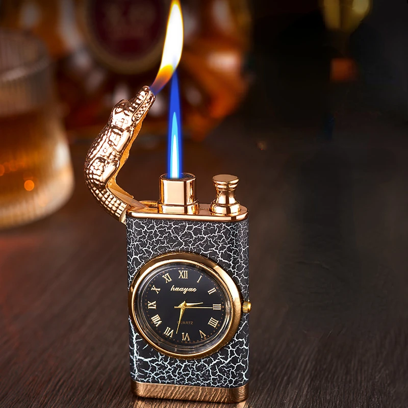 Double Fire Switching Lighter with A Dial, Integrated Metal, Inflatable, Windproof, Blue Flame, Cool, Trendy, New