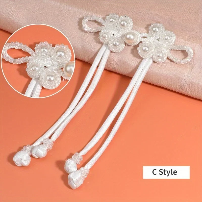 Chinese Cheongsam Buckle with Tassel Knot Beaded Trim Fastener Chinese Knot Buttons DIY Handcraft Clothing Decorative Button