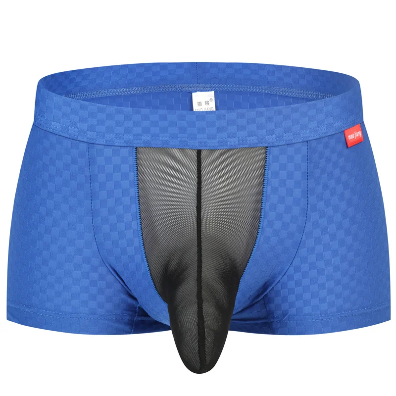 

Men's Underwear Boxers Sexy Elephant's Trunk Nylon Cool Silk Slip Mesh Transparent Bag Shorts Low Waist Breathable Underpants