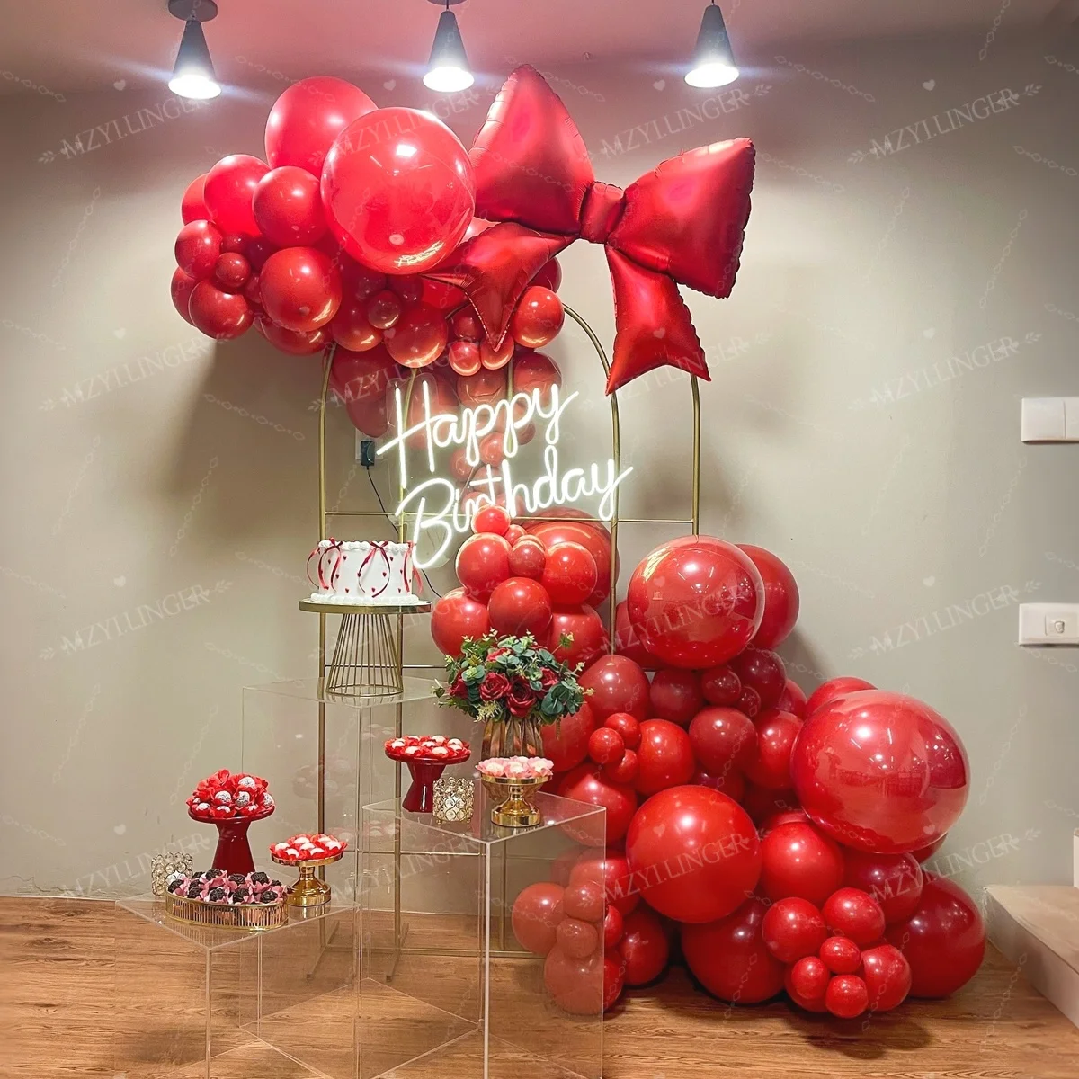 Ballon-Set mit roter Schleife, roter Latexballon und Popo-Ballon für Geburtstagsfeier, Vorschlag, Hochzeitsdekoration, Ballon