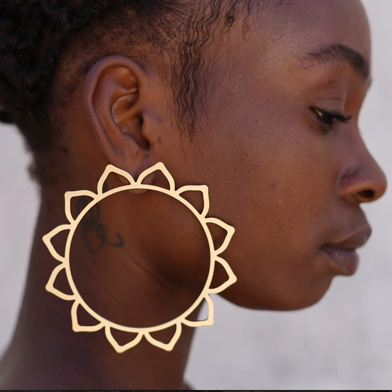 

Flower Oversized Earrings. African Earrings, Geometric Earrings. Statement Earrings. Hoop Earrings. Laka Luka Design