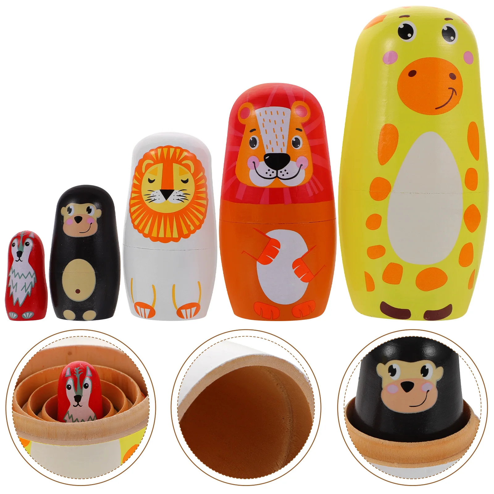 1 ensemble de nidification girafe peinte à la main, Design Animal de dessin animé coloré, décoration de café pour la maison, le bureau, nidification russe