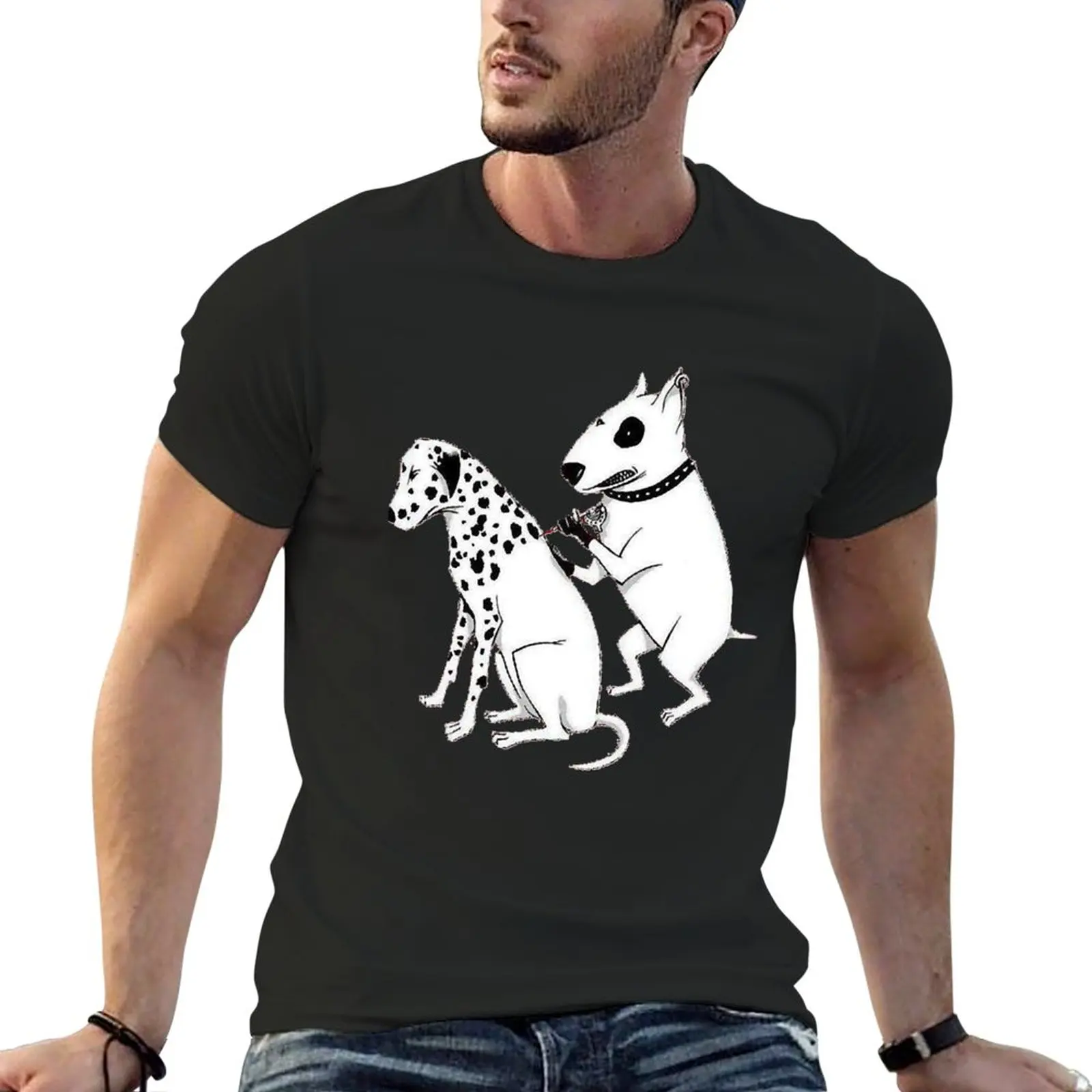 

New Pittbul tattooing Dalmatian T-Shirt tops t-shirts man boys animal print shirt fruit of the loom mens t shirts