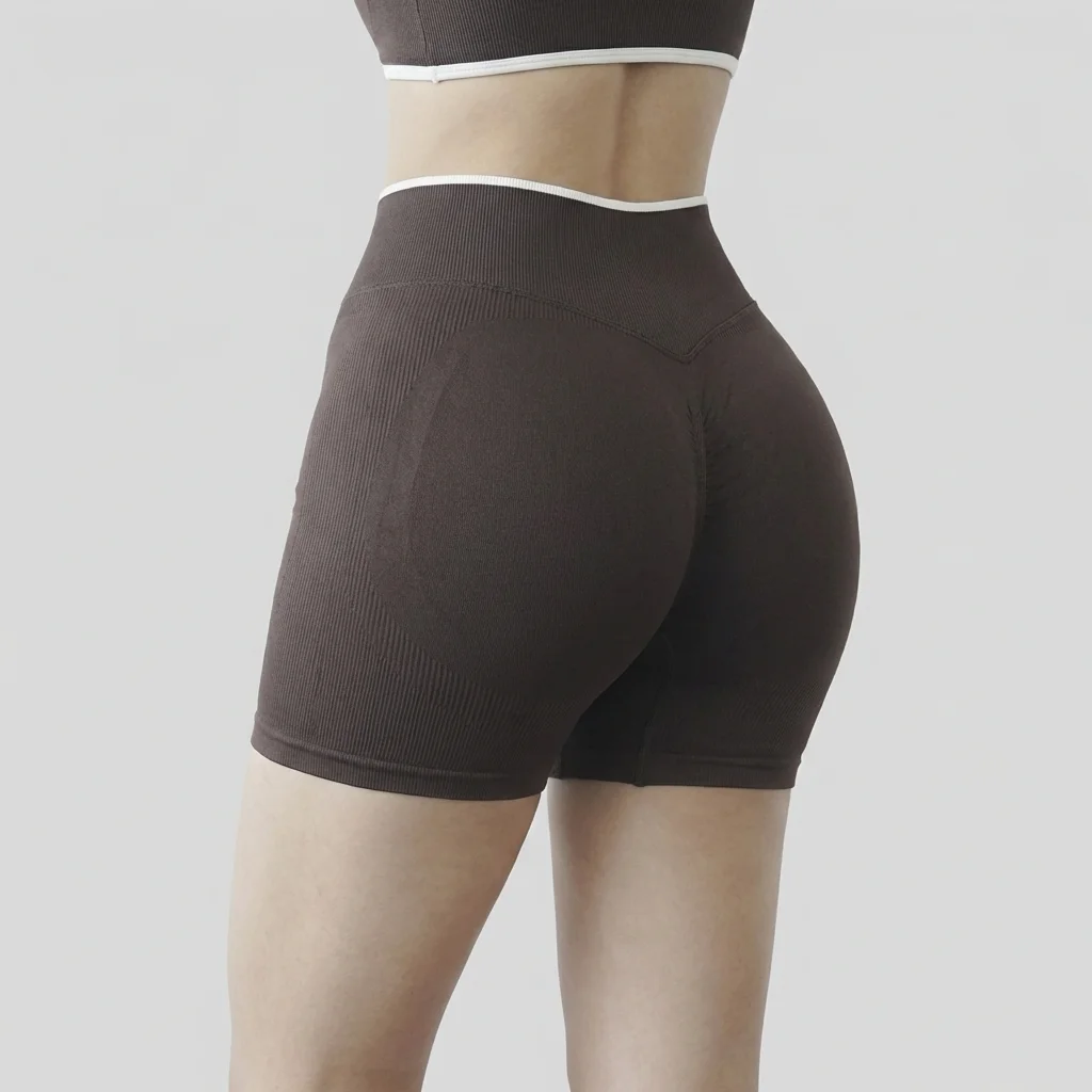 Damen High-Waist Nahtlose Yoga-Shorts Sommer Hochelastische Gym-Shorts Laufshorts Pilates-Bekleidung Radsport-Trainingsshorts – Detail 9