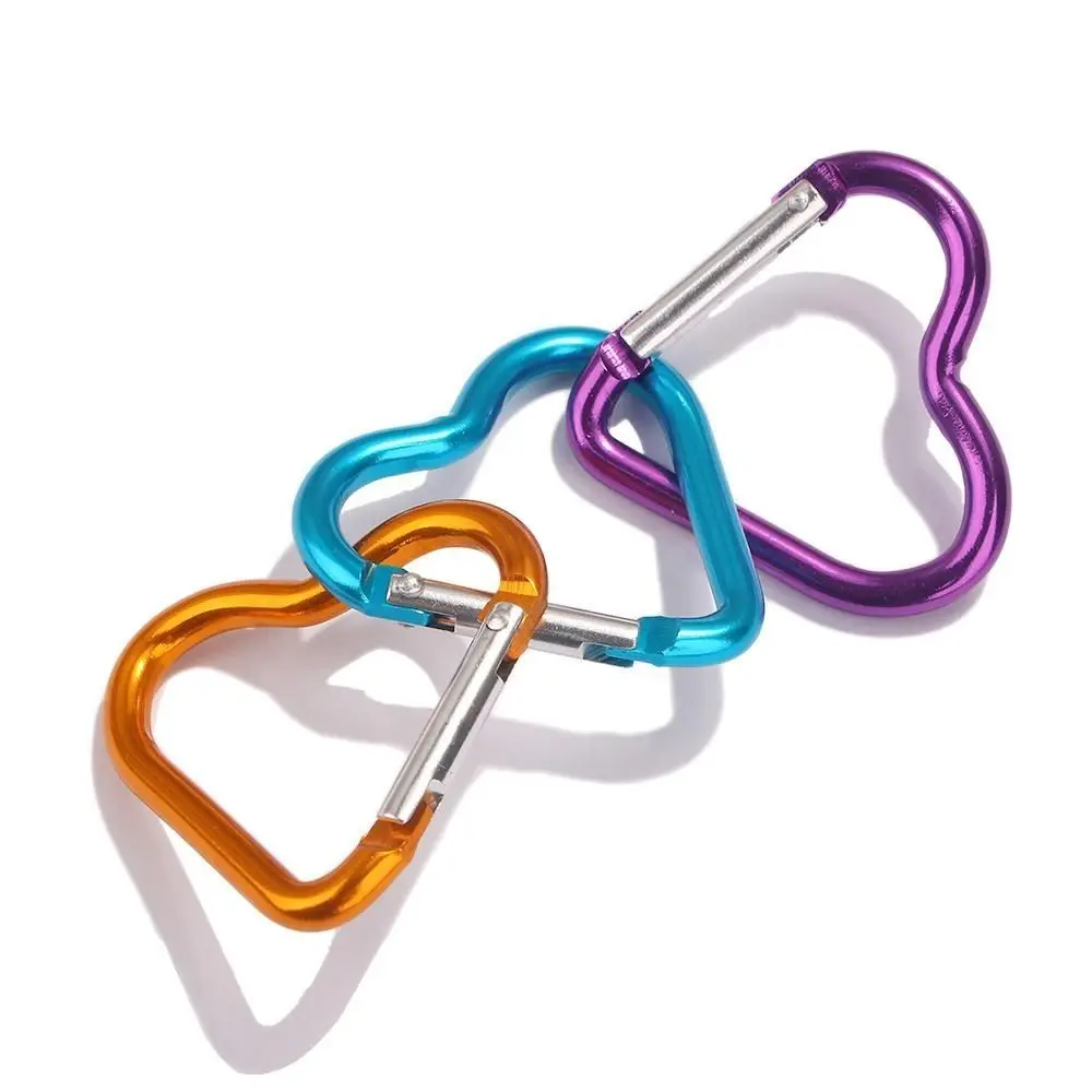 15pcs Heart-shaped Quick Release Carabiner Aluminum Alloy Electrophoresis Outdoor Sports Buckle Durable Protect Backpack