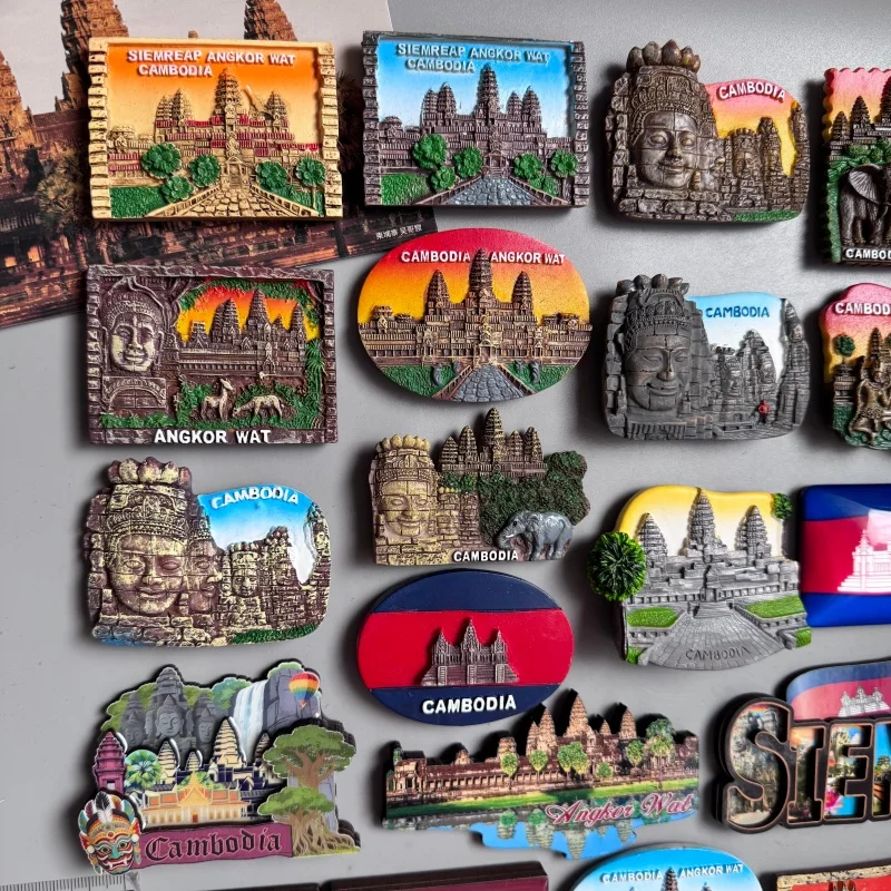 Cambodian Refrigerator Magnets Angkor Wat Tourist Souvenirs Siemreap Fridge Sticker Khmer Buddha Statue Elephant Southeast Asia view 3