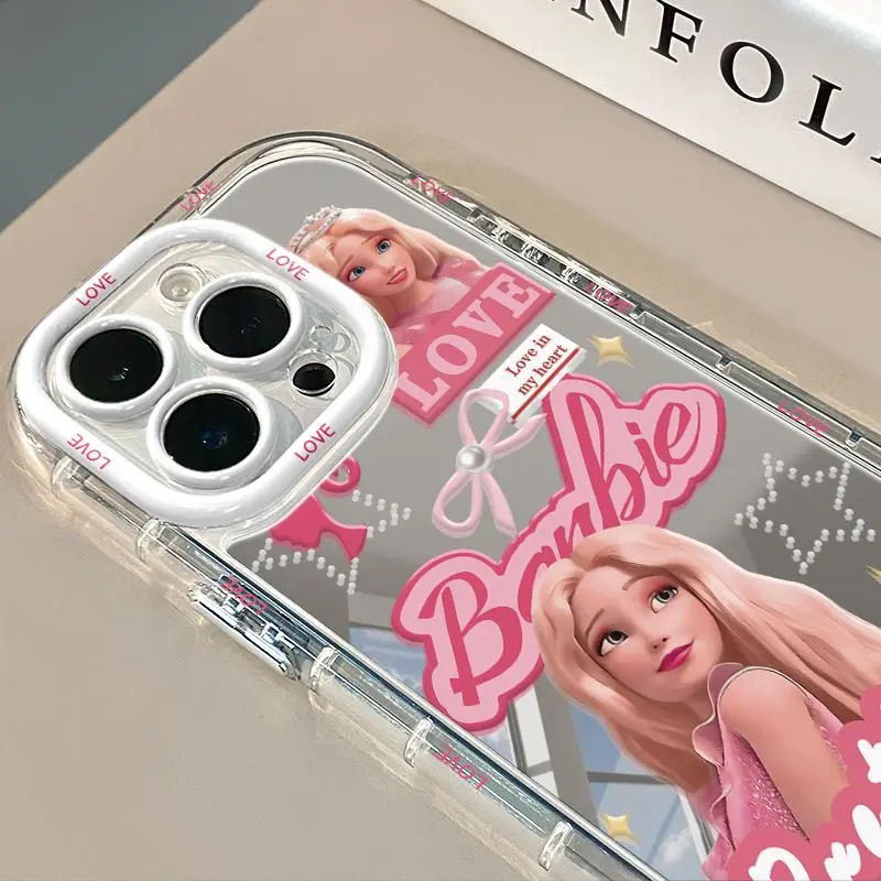 2024 Miniso New Barbie Princess Fashion Pink Mirror Case Y2K Phone Case For Iphone1615121314Promax Kawaii Girl Birthday Gift