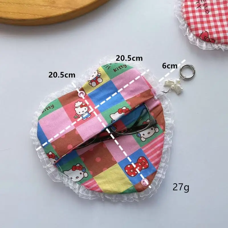 Stoff Spitze Hello Kitty Sonnenbrille Tasche Sanrio KT Katze tragbare Brillen Aufbewahrungstasche hängende dekorative Snap Brillen Tasche