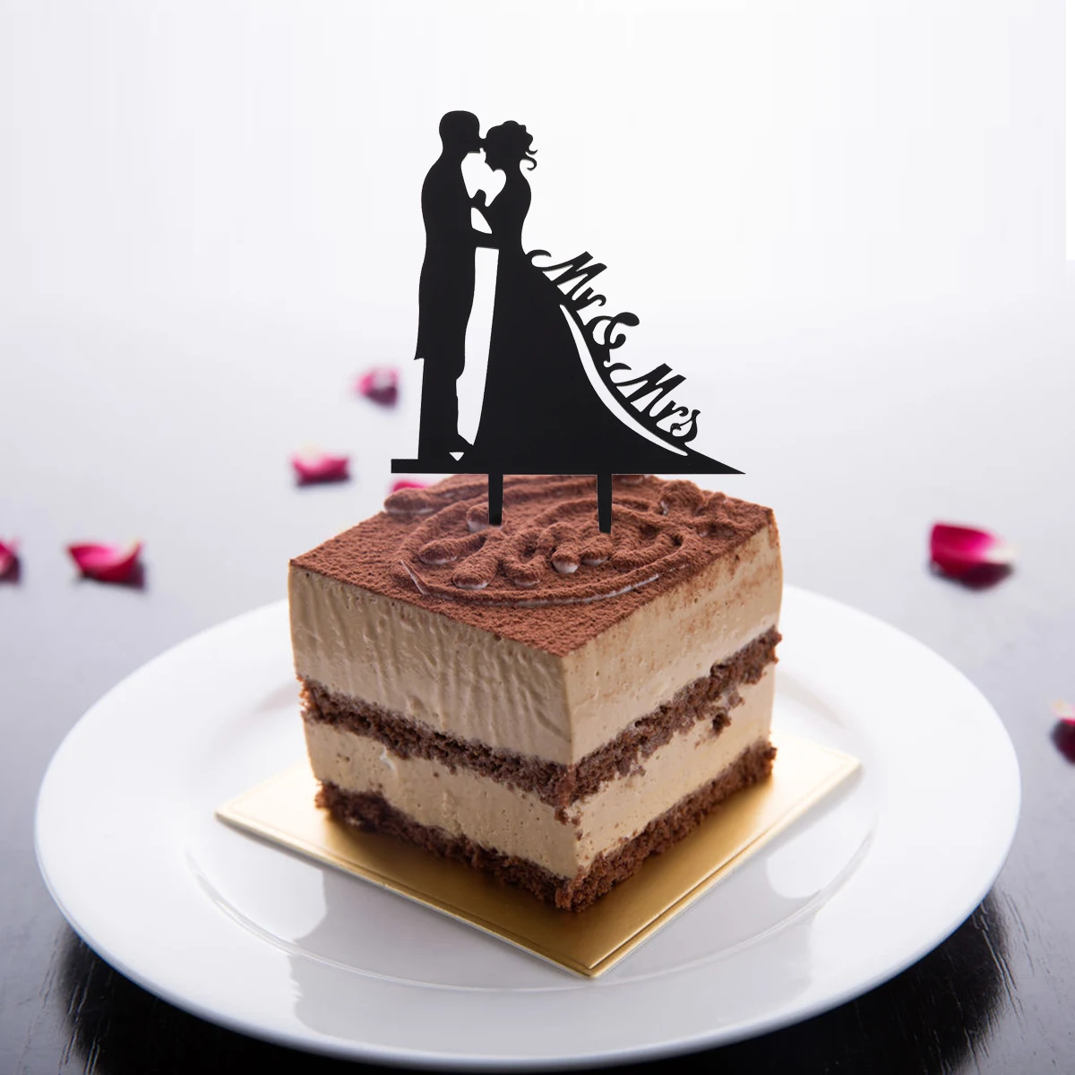 

Acrylic Bride Groom Cake Topper Black 16.5X12.3Cm Wedding Anniversary Birthday Party Decoration Cake Decor
