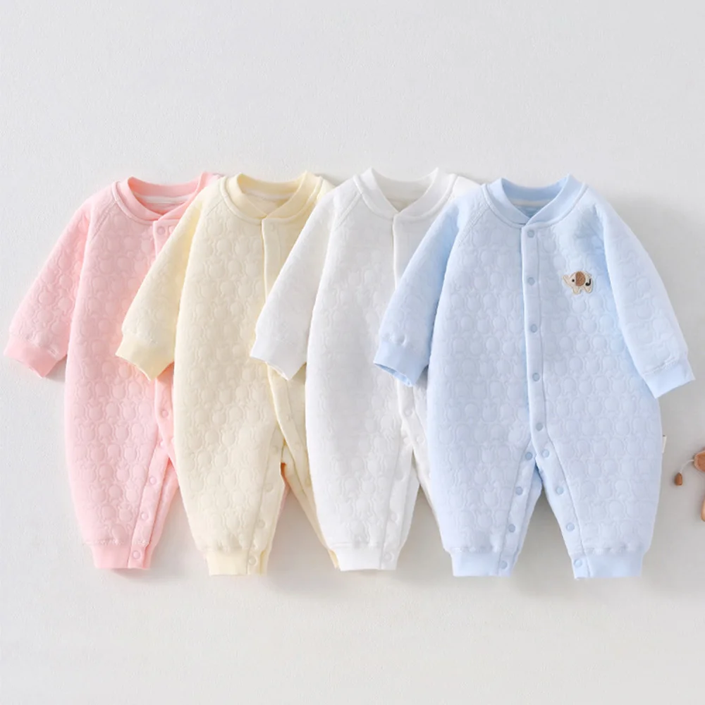 Baby Boutique Clothing Boy Long Sleeve Romper Quilted Warm Autumn Winter Baby Girl Jumpsuit Unisex Newborn Infant Clothes