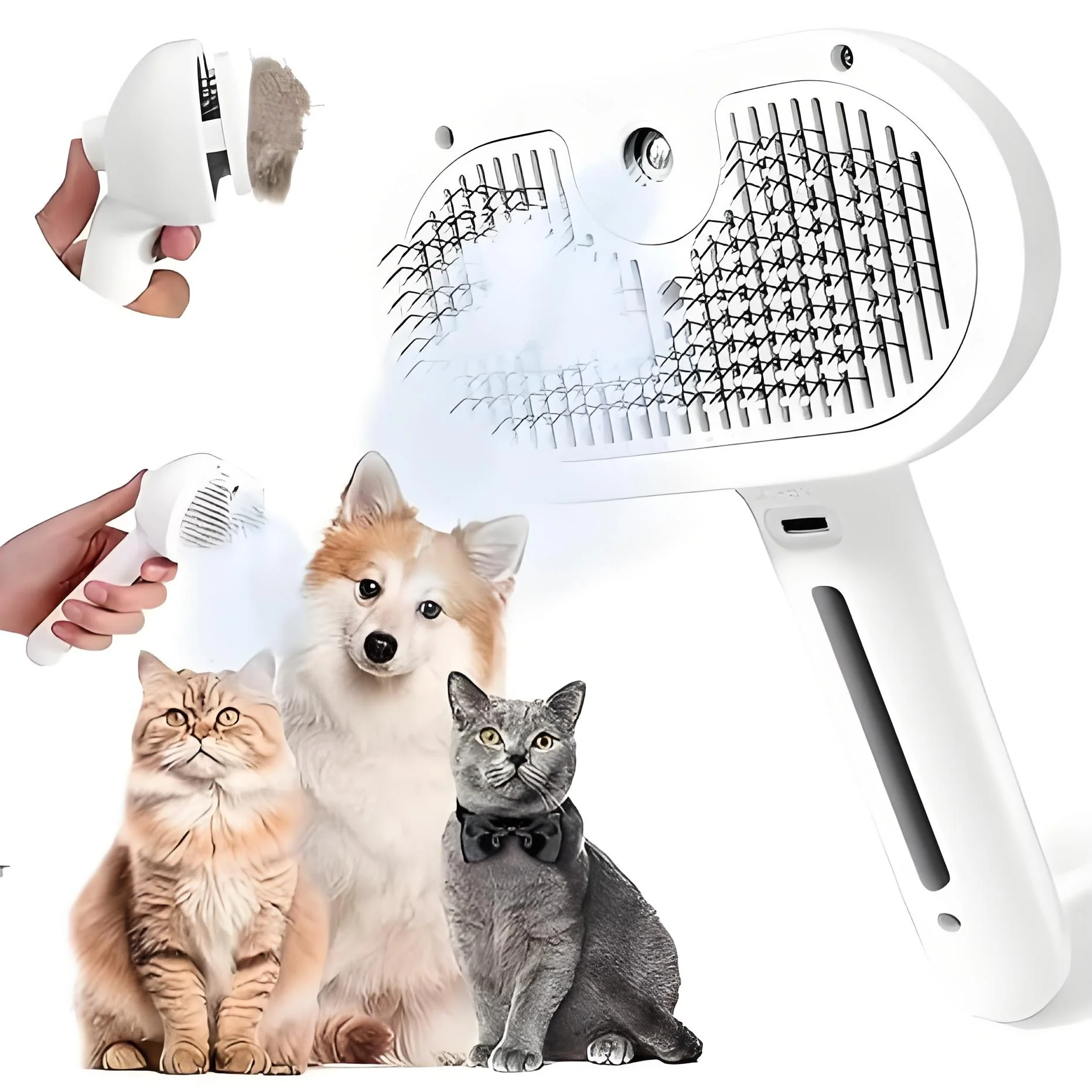 3 In 1 Pet Spray Grooming Comb Steamy Floating One Click Hair Removal Cleaning Steam Brush Styling for Dogs Cats Accessories