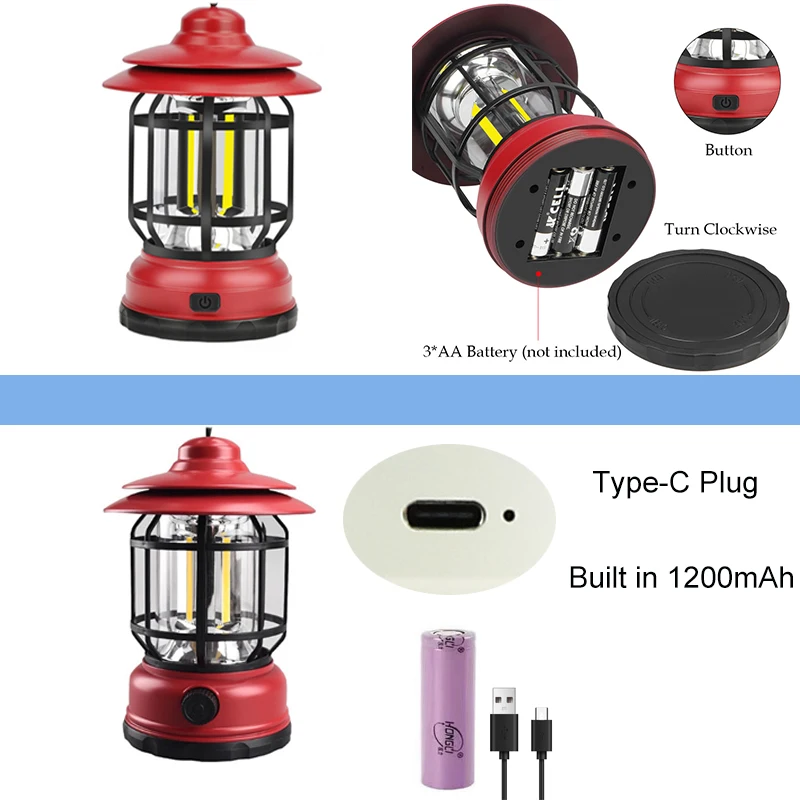 4 Kleuren Outdoor Camping Licht Retro Led Slaapkamer Nachtlamp Voor Partij Draagbare Zaklamp Lantaarn Lamp