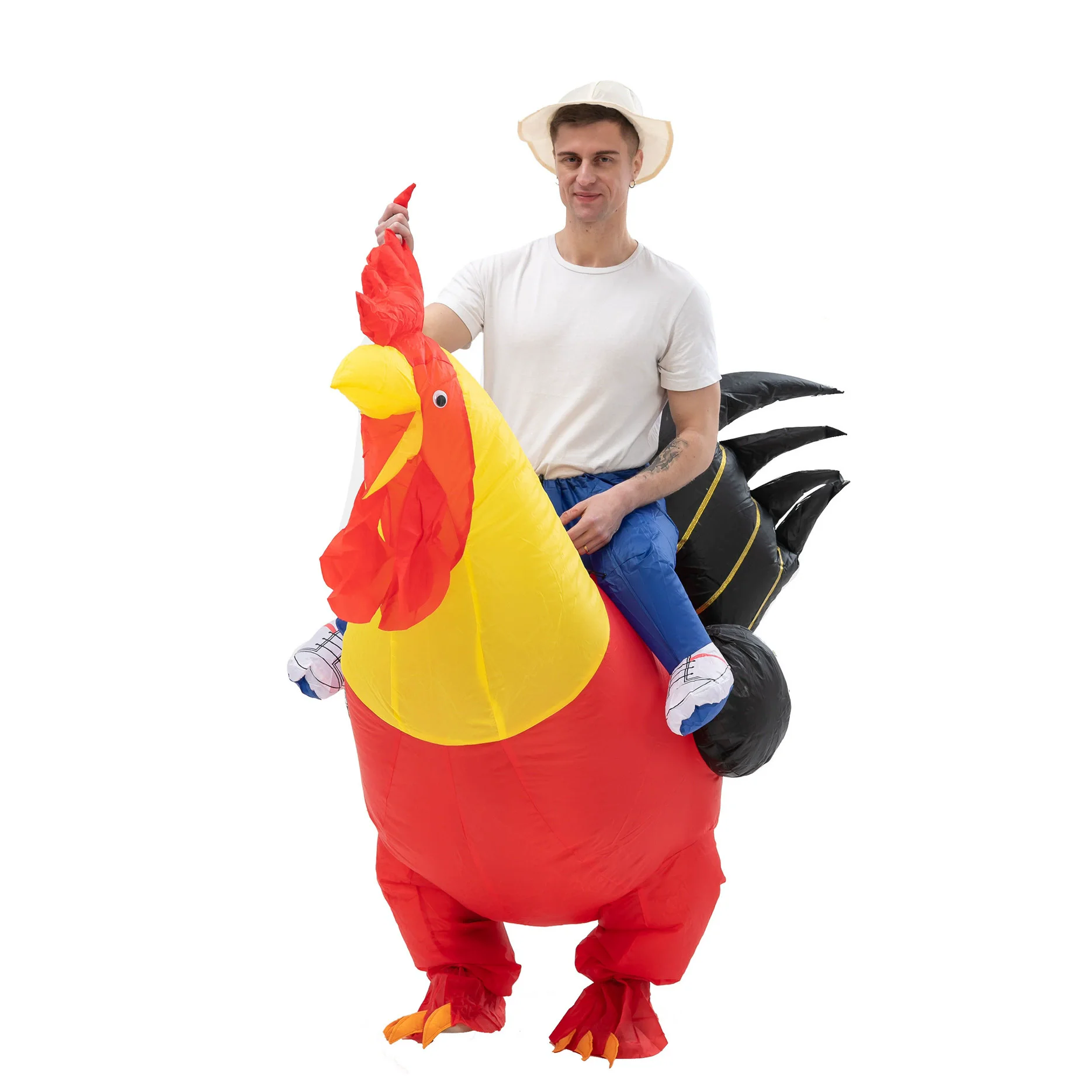 Cosplay Haan Opblaasbare Mascotte Kostuum Cock Blow Up Outfit voor Familie Caroon Pop Grappige Ceremonie Prestaties Feestjurk Prop