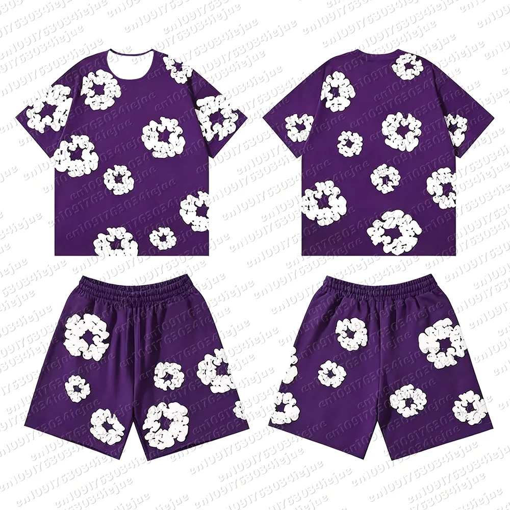 Sommer Hip-Hop-Set mit kurzen Ärmeln und Print, europäisch-amerikanische Mode, High-Street-Look, lockere Sportbekleidung, passend für die ganze Familie, auch für Kinder. – Detail 14