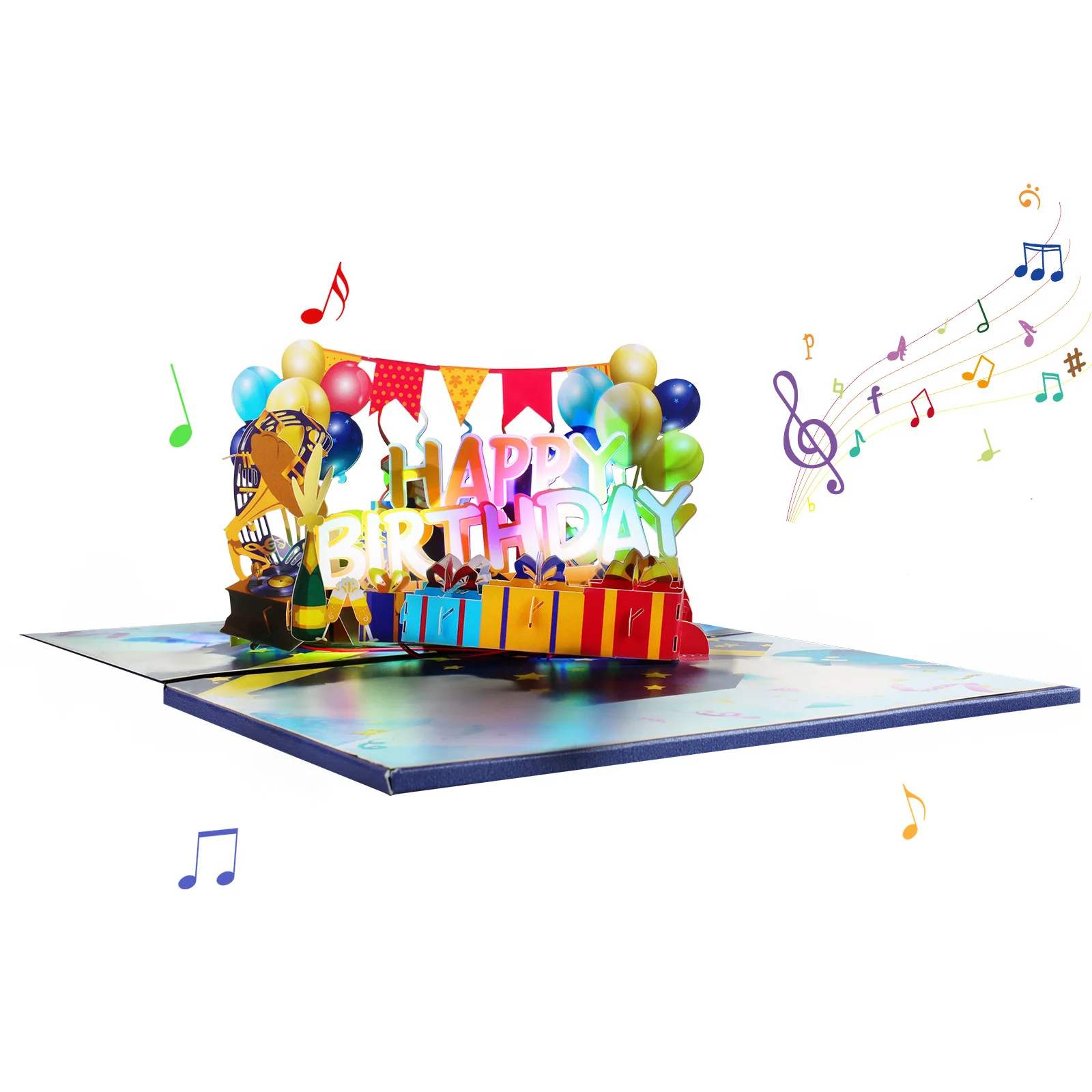 Musikalische Geburtstags-Pop-Up-Karte mit Licht und Musik, 3D-Grußkarte für Kinder, Erwachsene, Männer und Frauen – Detail 6