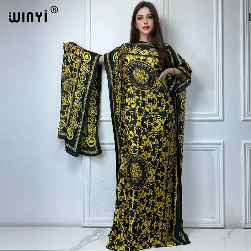 

WINYI summer african dresses for woman Dubai Muslim beach cover up kaftan Batwing Sleeve evening dress abaya africa clothing