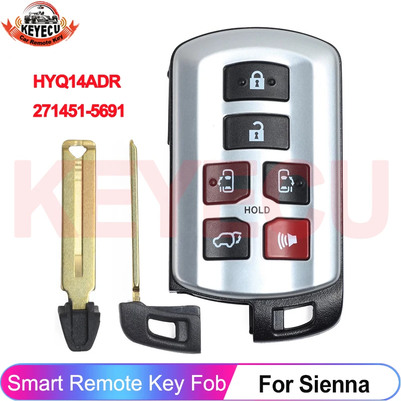 

Умный дистанционный ключ KEYECU для Toyota Sienna 2011-2020 HYQ14ADR, идентификатор платы: 271451-5691 6 кнопок, 314,3 МГц, ID, 4D чип
