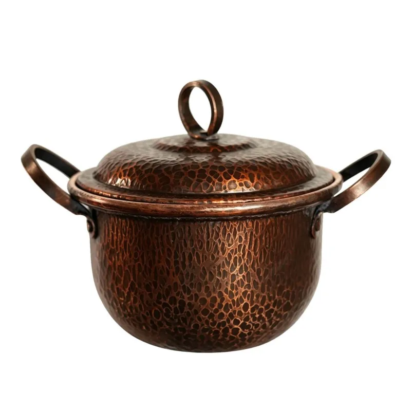 Copper Pot Thickened Purple Copper Handmade Small Copper Pot Dual Ear Copper Pot Stewed Rice Pot Instant Noodle Soup Pot ZJ129